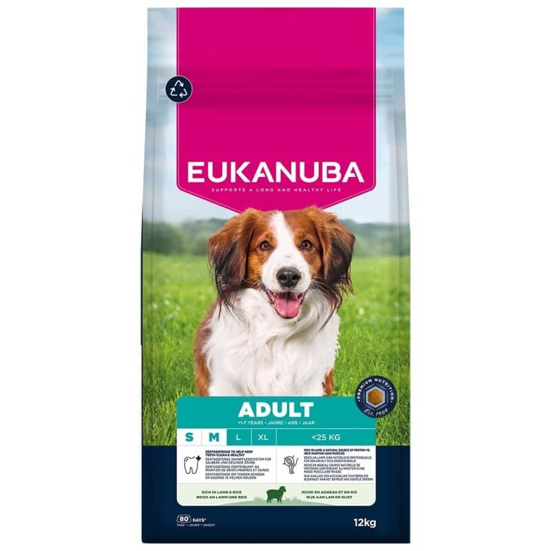 EUKANUBA DOG S/M LAMB & RICE sausā barība suņiem Jērs, rīsi 12kg
